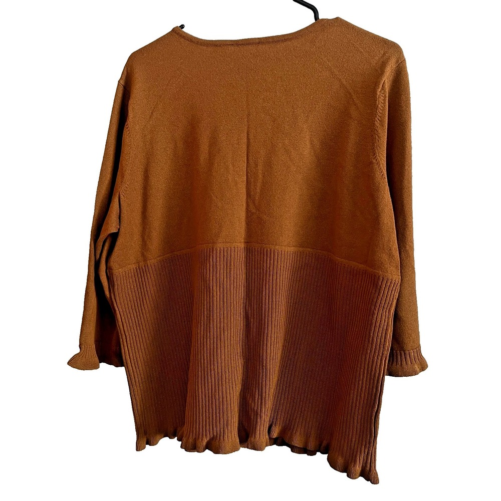 Emma James Women's Brown 3/4 Sleeve Cardigan/Sweater Size 1 With Embroidery - Picture 2 of 8